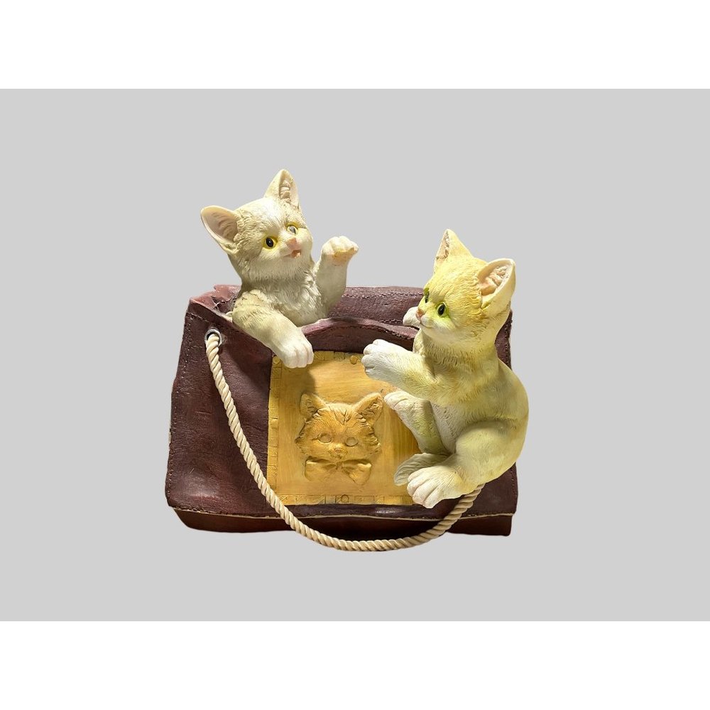Vintage Cat in Bag Large Figure Two Tabby Cats